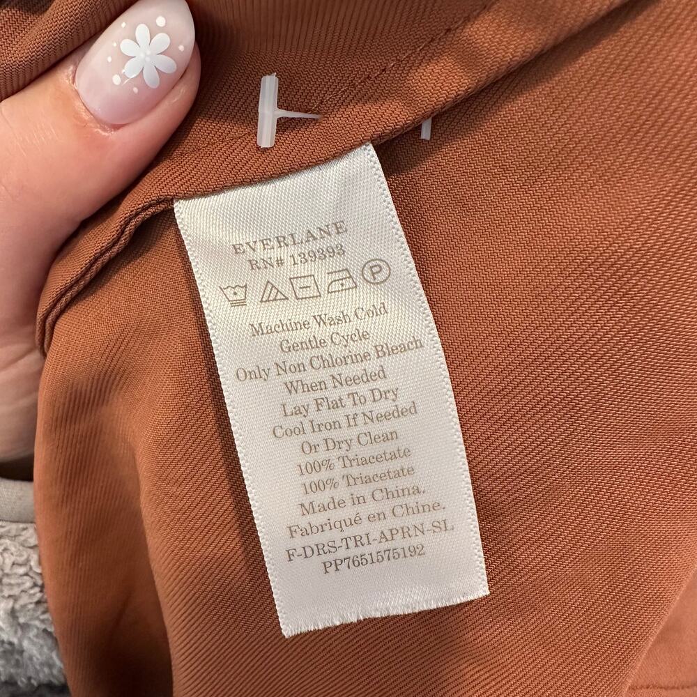 Everlane The Japanese Go Weave Picnic knee-length brown button up self-tie dress - Picture 8 of 8